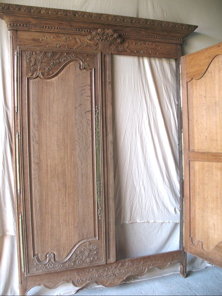 Boiserie façade d'armoire de mariage normande en chêne naturel sculpté époque 19ème-photo-8