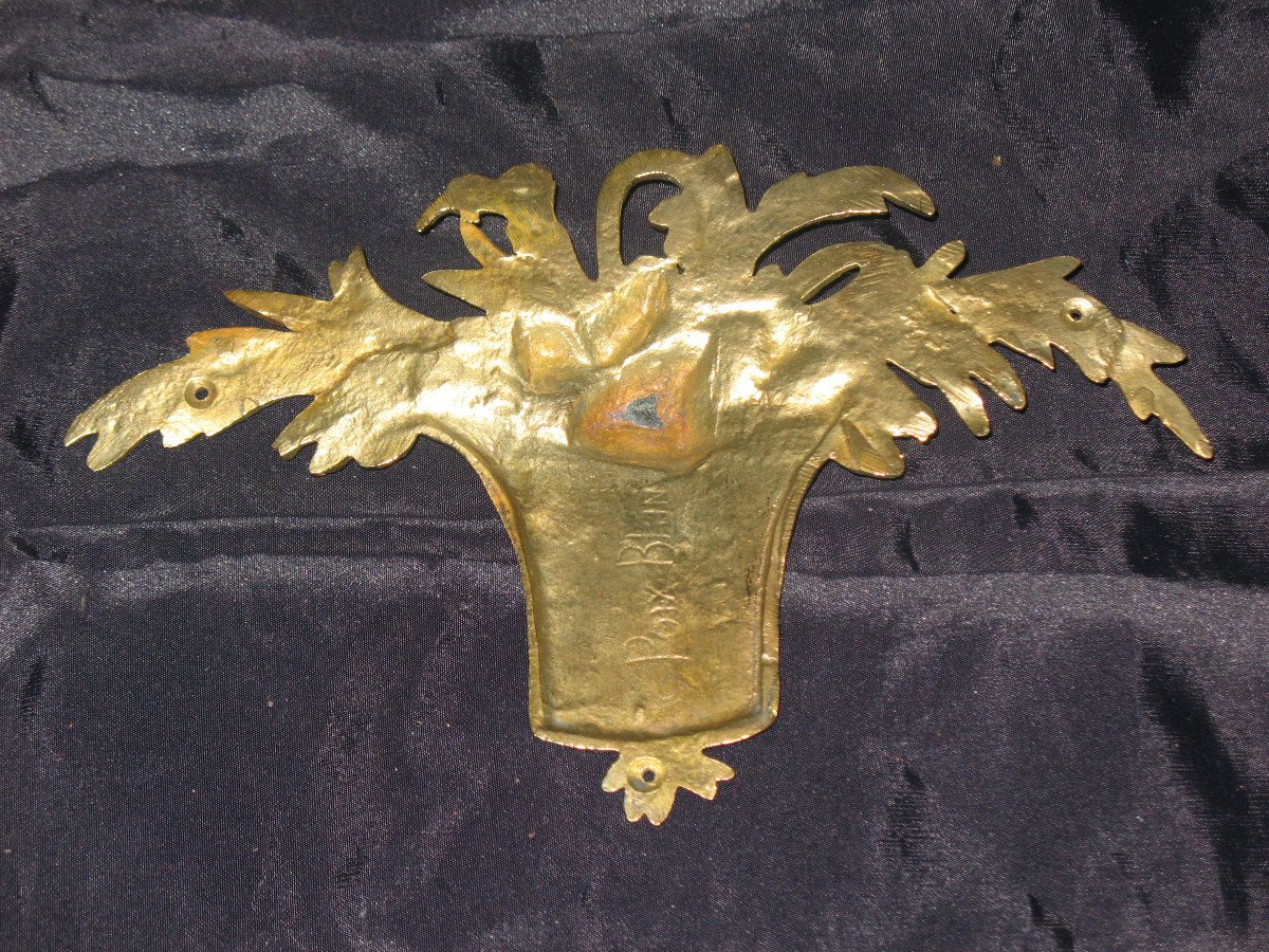 Bronze décoratif à décor de panier fleuri 19ème de style Louis XVI-photo-5