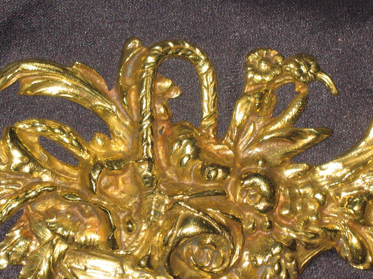 Bronze décoratif à décor de panier fleuri 19ème de style Louis XVI-photo-7