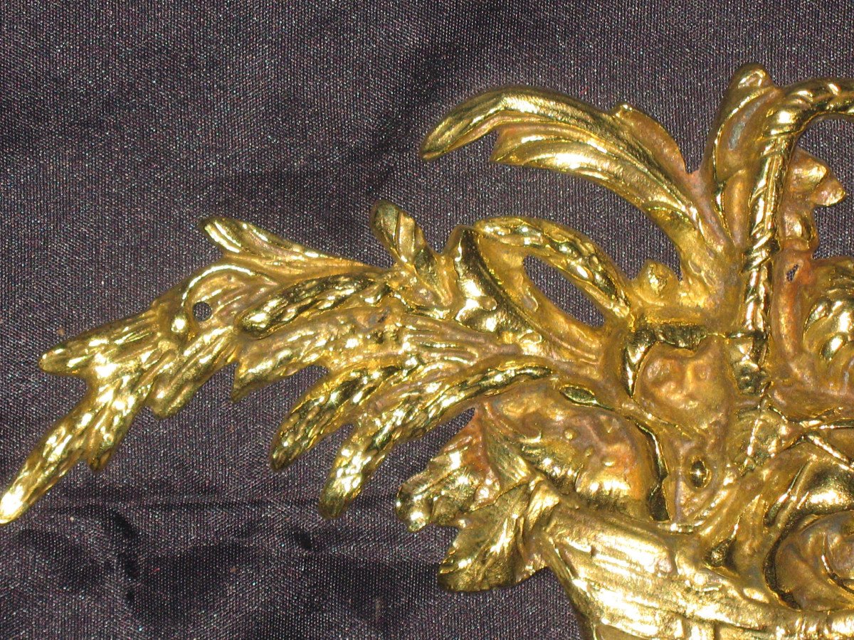 Bronze décoratif à décor de panier fleuri 19ème de style Louis XVI-photo-8