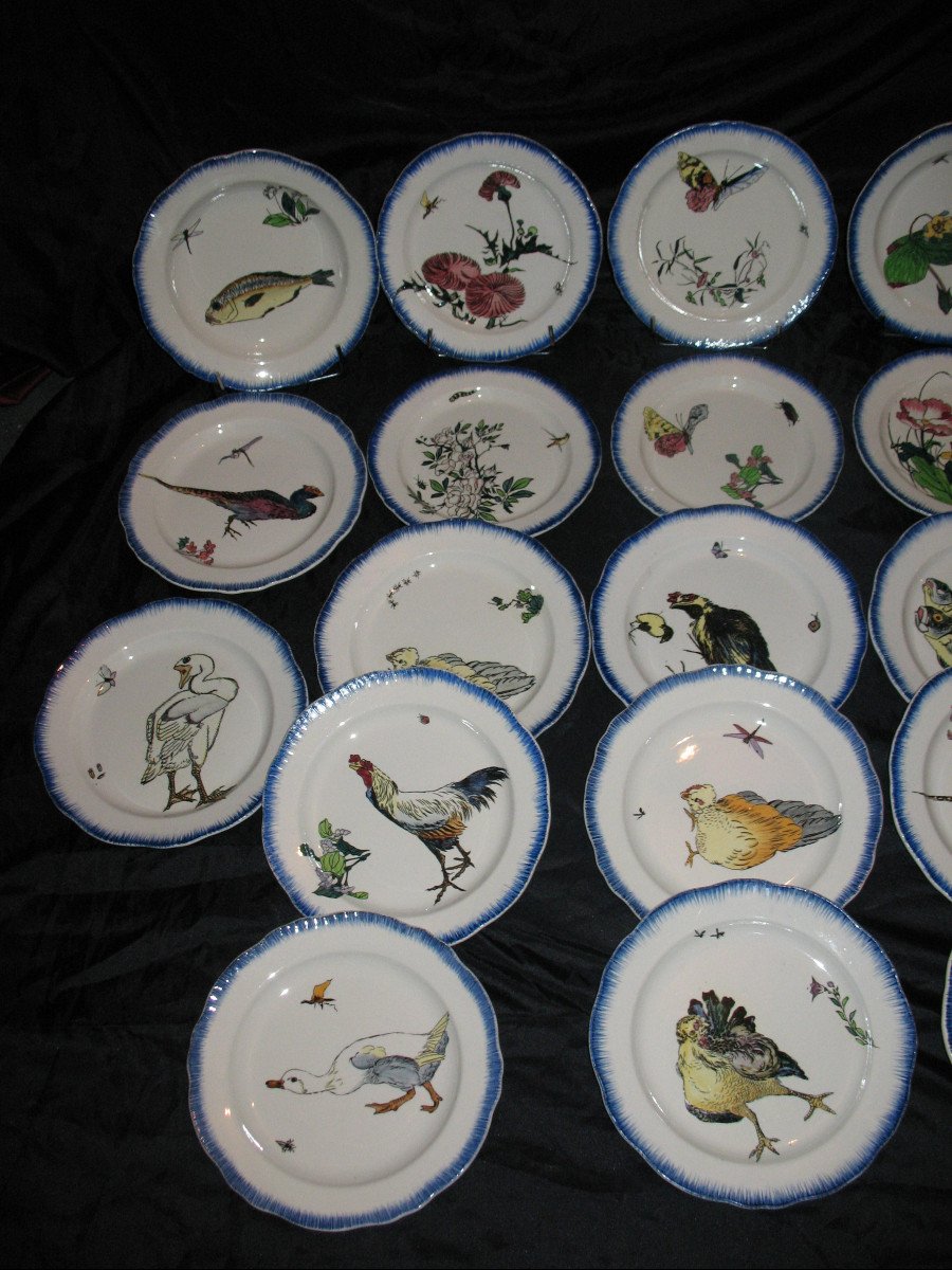 Creil Et Montereau Bracquemond-rousseau Service Of 27 Pieces 19th Time-photo-3