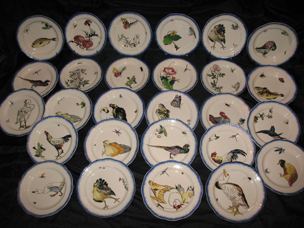 Creil Et Montereau Bracquemond-rousseau Service Of 27 Pieces 19th Time