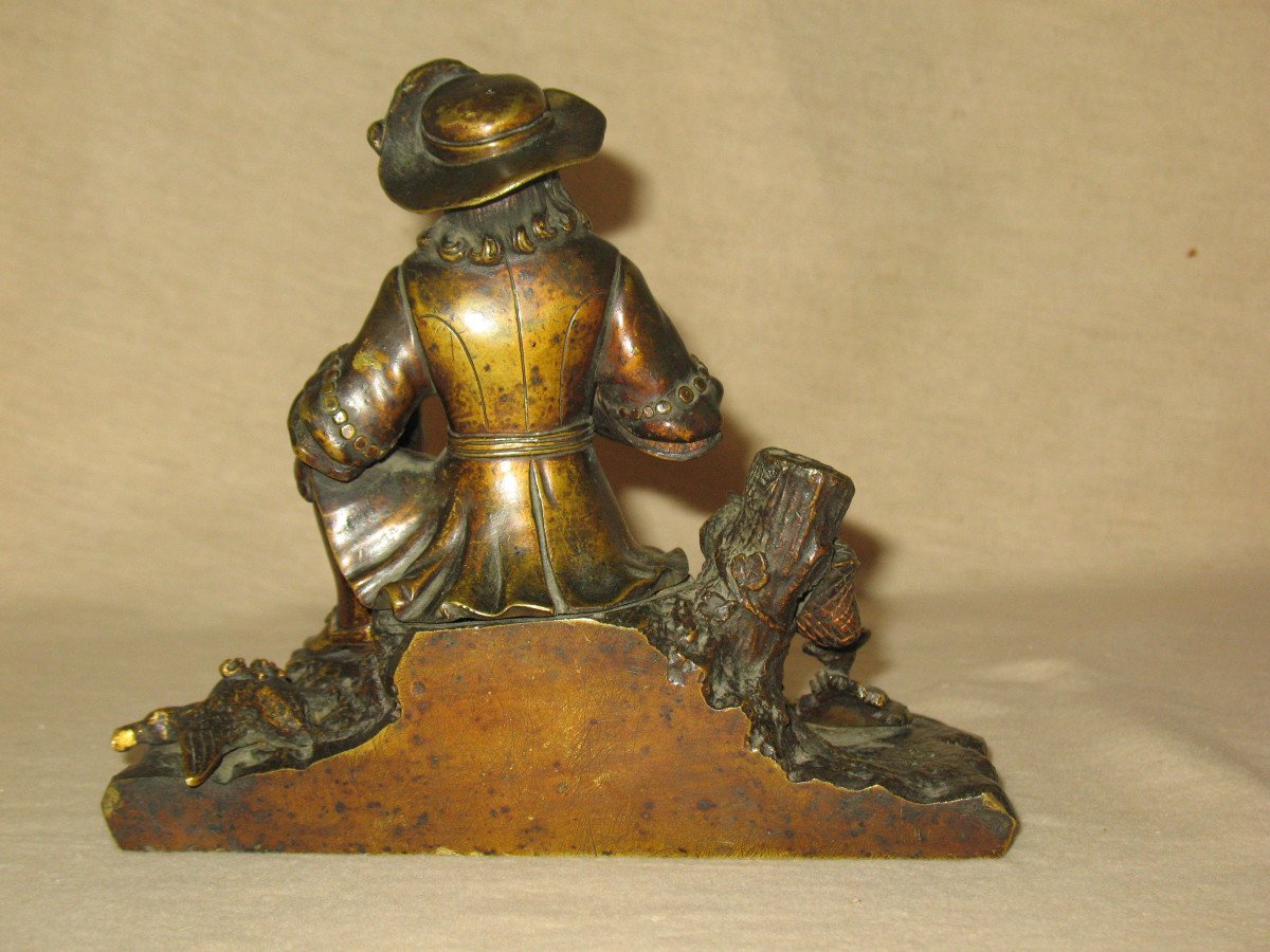 Hunter At Rest Bronze Patina Medal 19th Time-photo-2