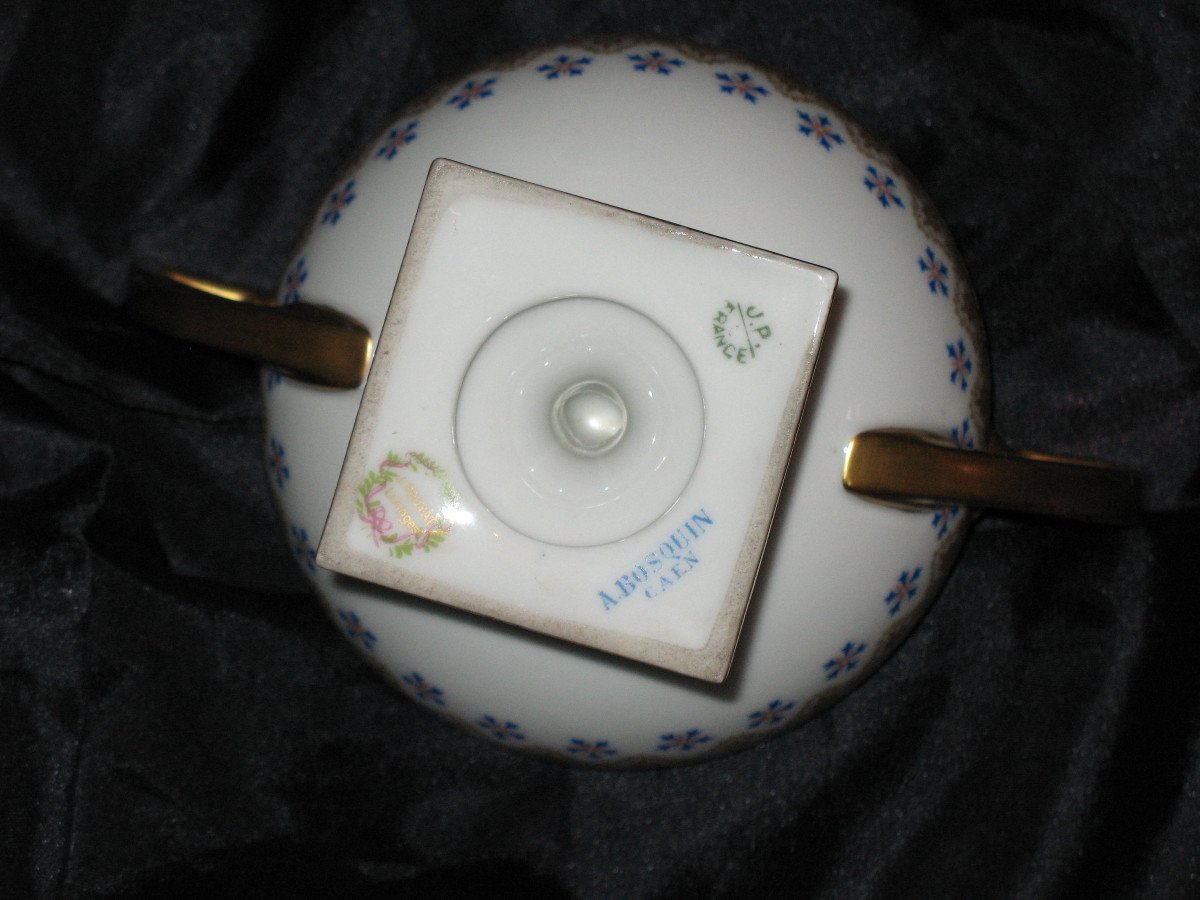Cup And Sugar Bowl In Limoges Porcelain By Jean Pouyat Decorated With Barbeaux, 19th Century-photo-7