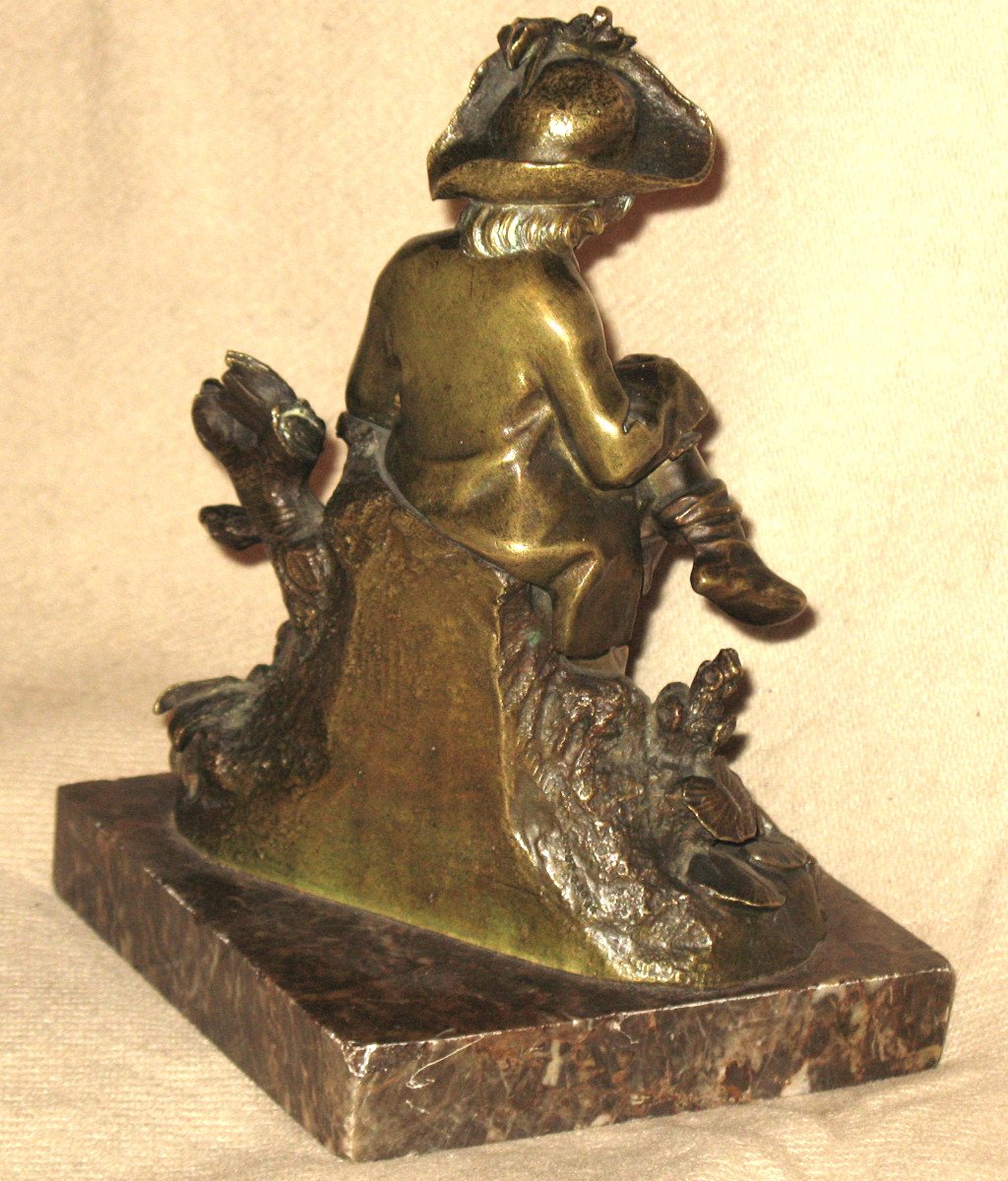 Bronze 19th Century On Marble Base: Poet At The Water's Edge-photo-2