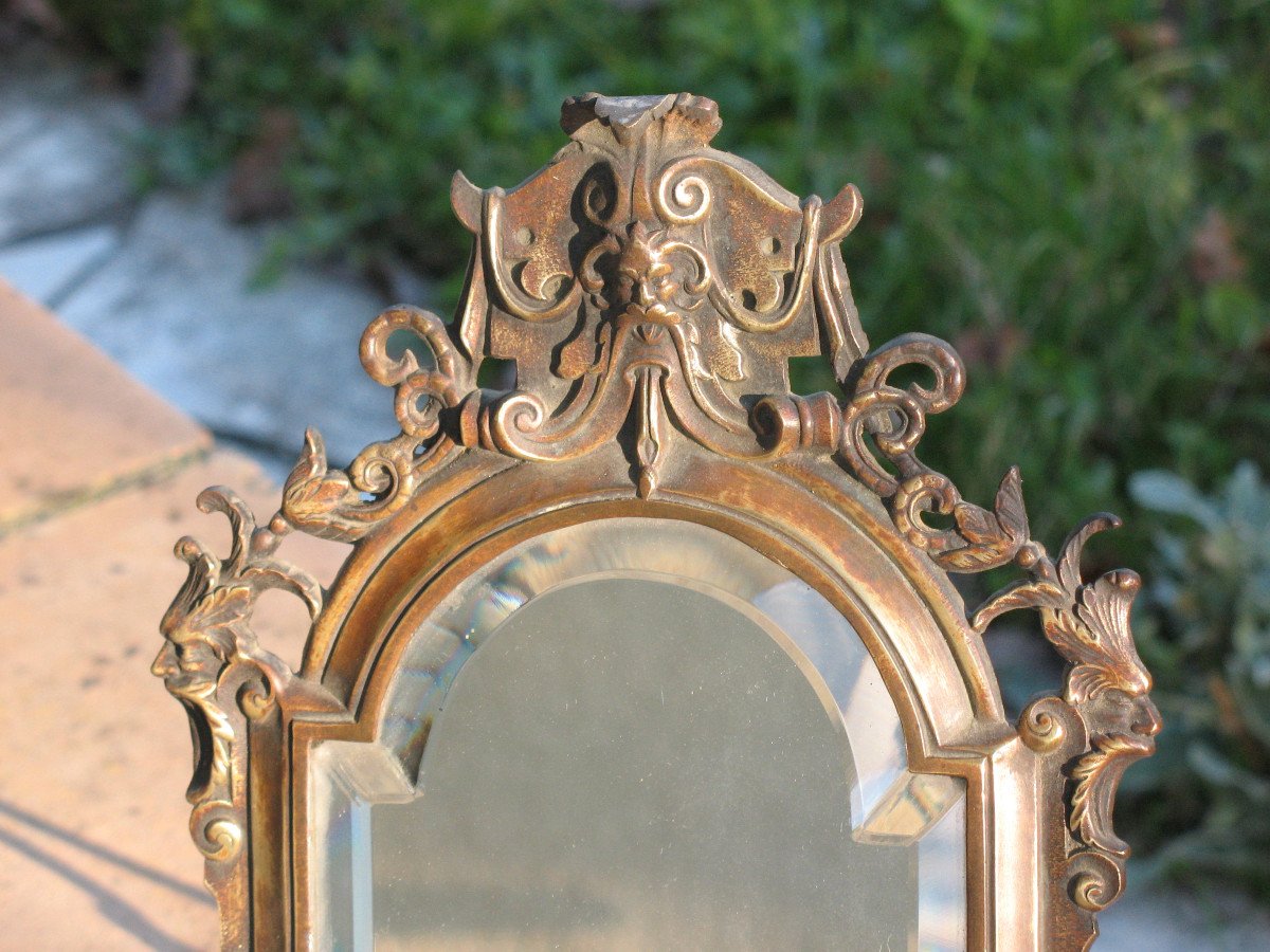 Miroir de table ou mural en bronze patiné de style Renaissance époque 19ème-photo-2