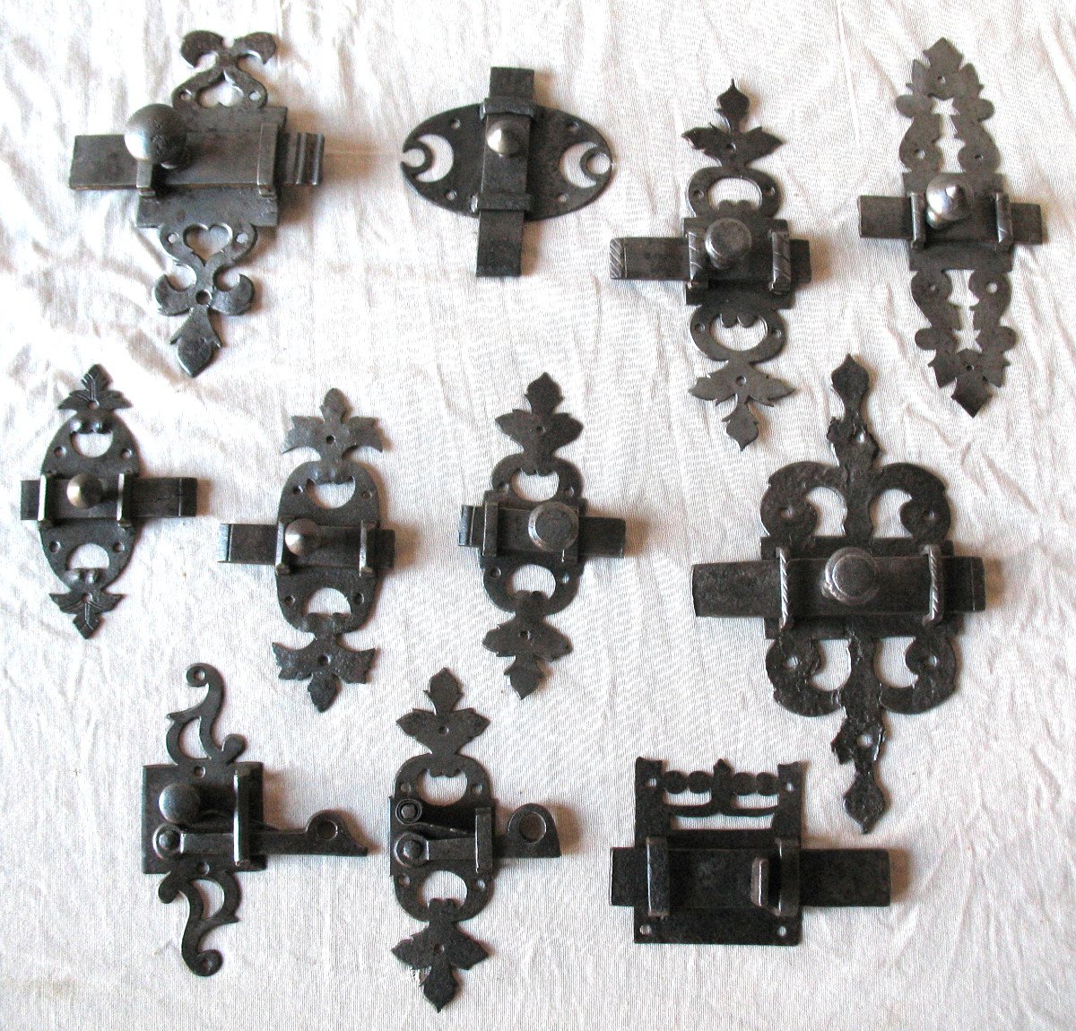 Collection Of 11 Wrought Iron Locks From The 18th Century
