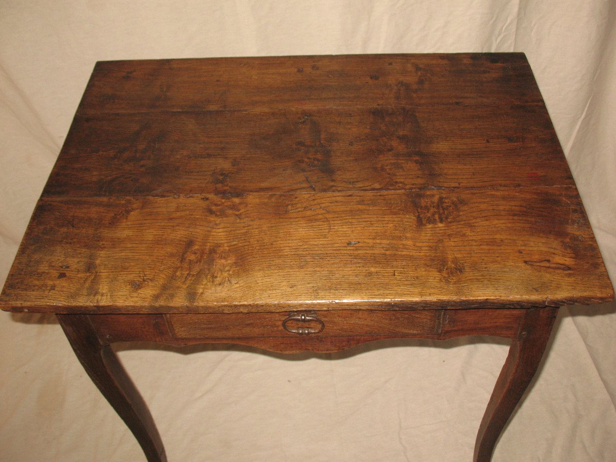 Petite table bureau d&#039;&eacute;poque Louis XV en ch&ecirc;ne avec un tiroir &eacute;poque 18&egrave;me-photo-2