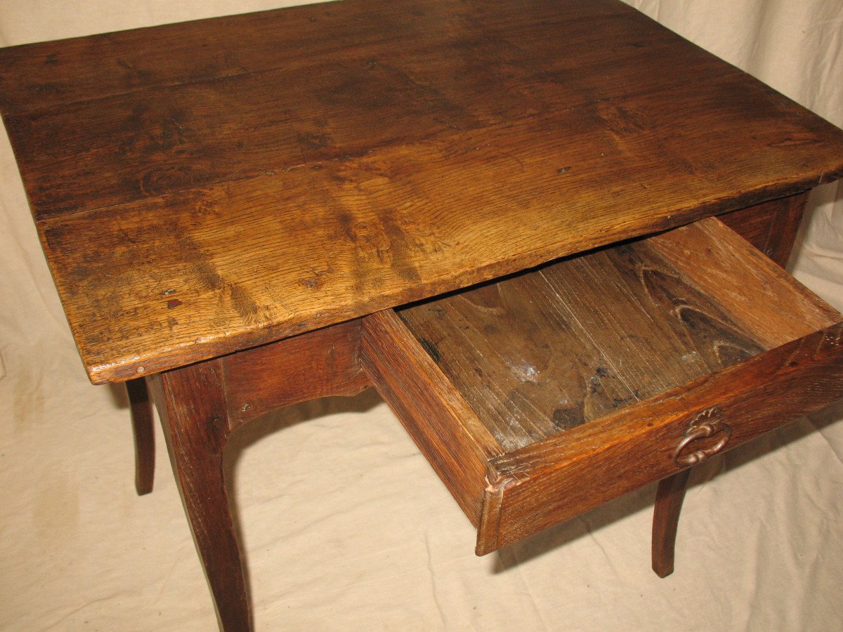 Petite table bureau d&#039;&eacute;poque Louis XV en ch&ecirc;ne avec un tiroir &eacute;poque 18&egrave;me-photo-5