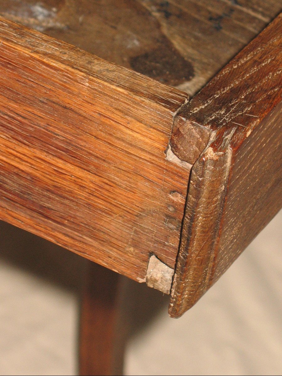 Petite table bureau d&#039;&eacute;poque Louis XV en ch&ecirc;ne avec un tiroir &eacute;poque 18&egrave;me-photo-6