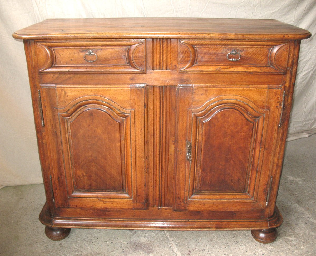 Small Buffet In Blond Walnut, Louis XIV Period With 2 Doors 2 Drawers 17th