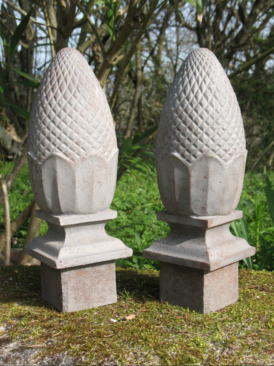 Dessus de piliers en fonte  forme artichaut d'époque 19ème-photo-6