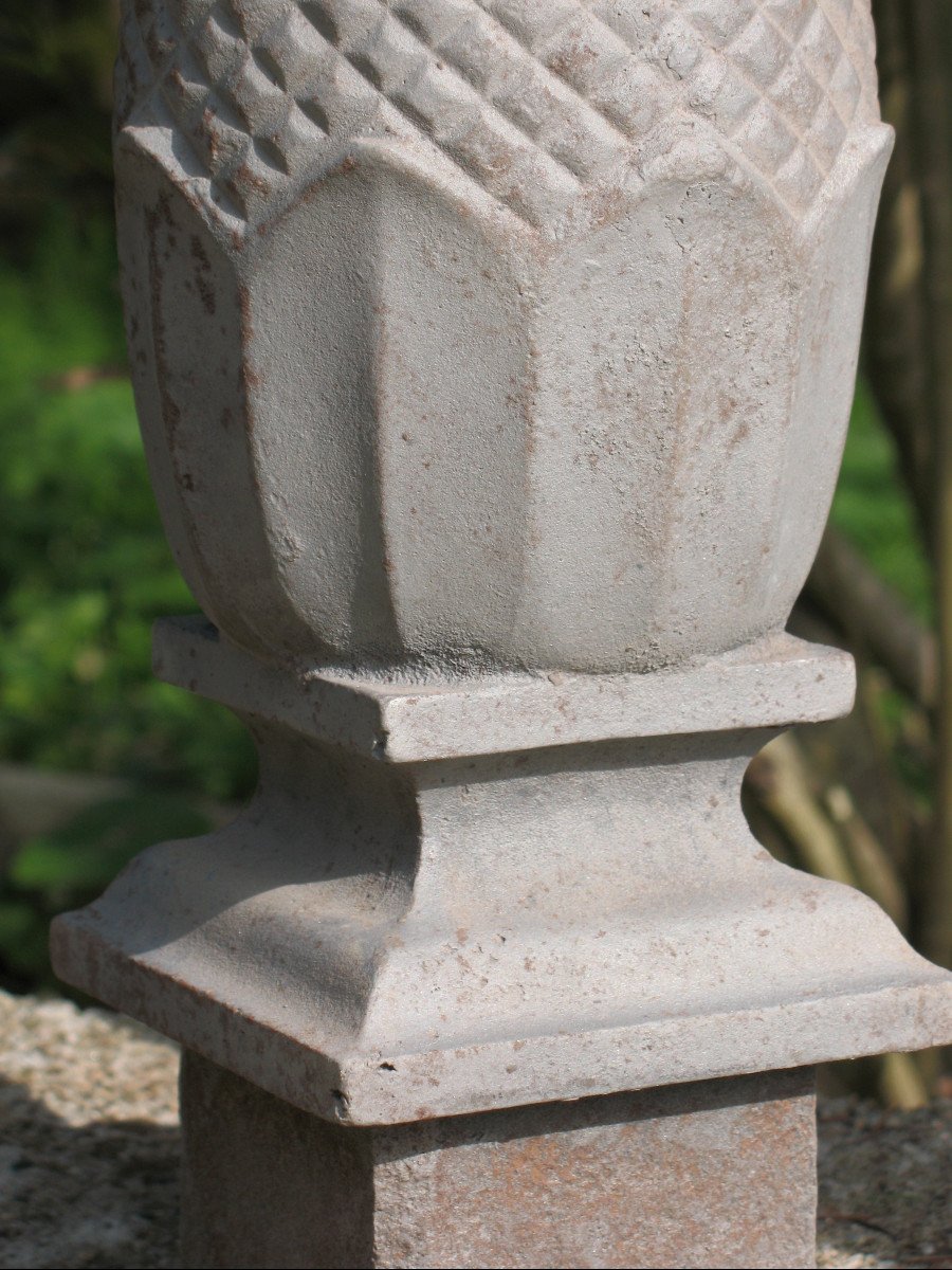 Dessus de piliers en fonte  forme artichaut d'époque 19ème-photo-4