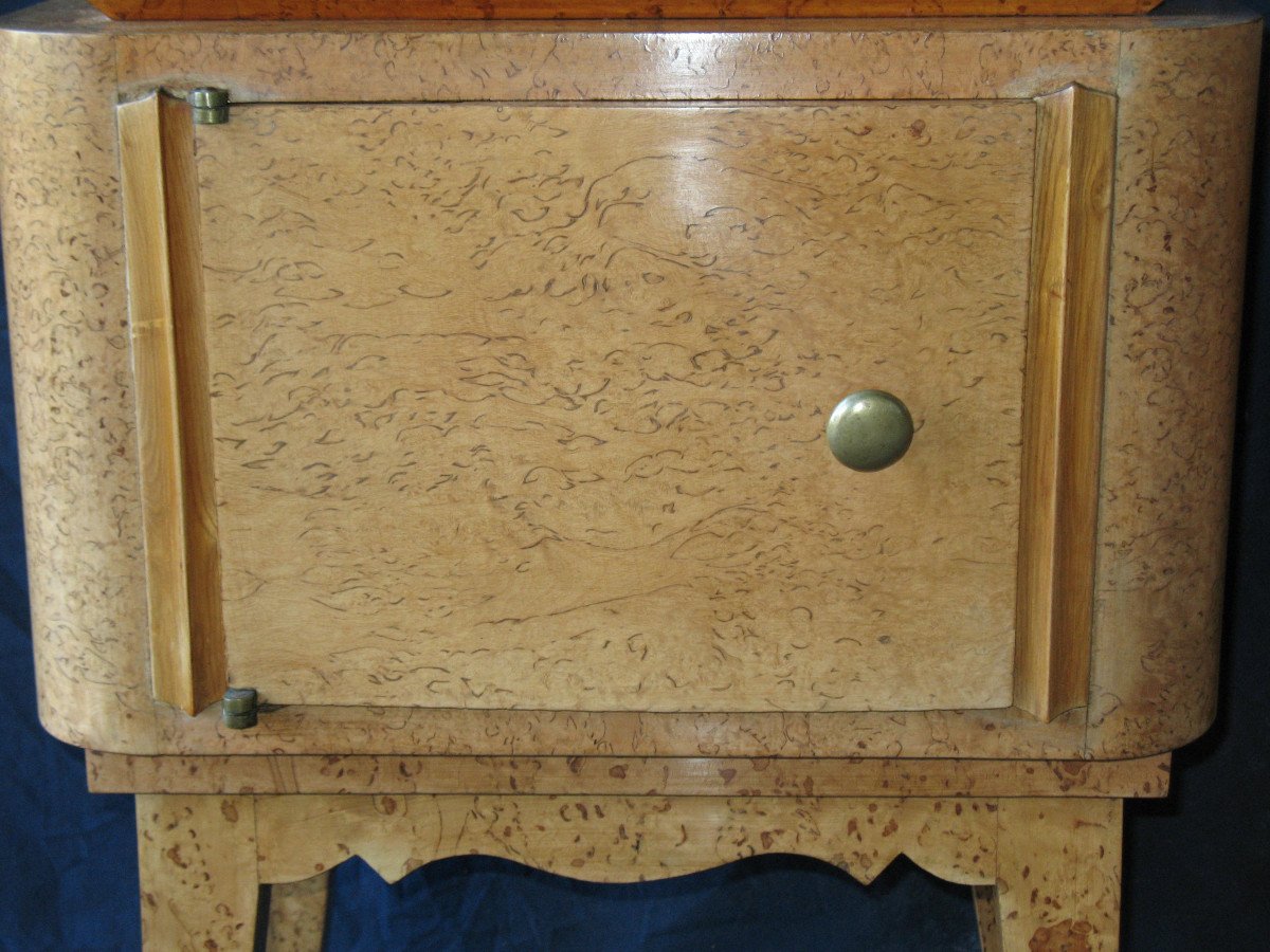 Pair Of Bedside Tables In Norwegian Birch, 1940-50-photo-2