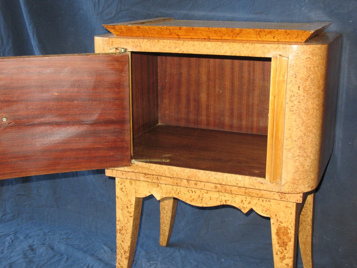 Pair Of Bedside Tables In Norwegian Birch, 1940-50-photo-4