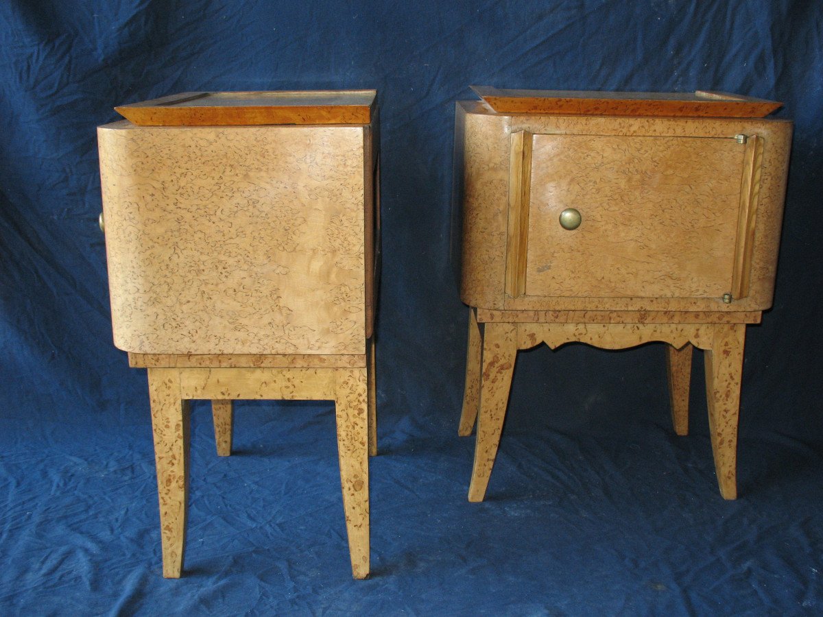 Pair Of Bedside Tables In Norwegian Birch, 1940-50-photo-6