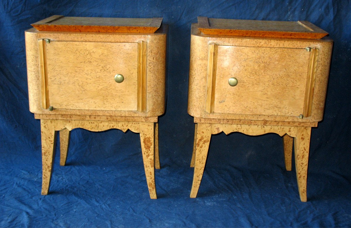 Pair Of Bedside Tables In Norwegian Birch, 1940-50