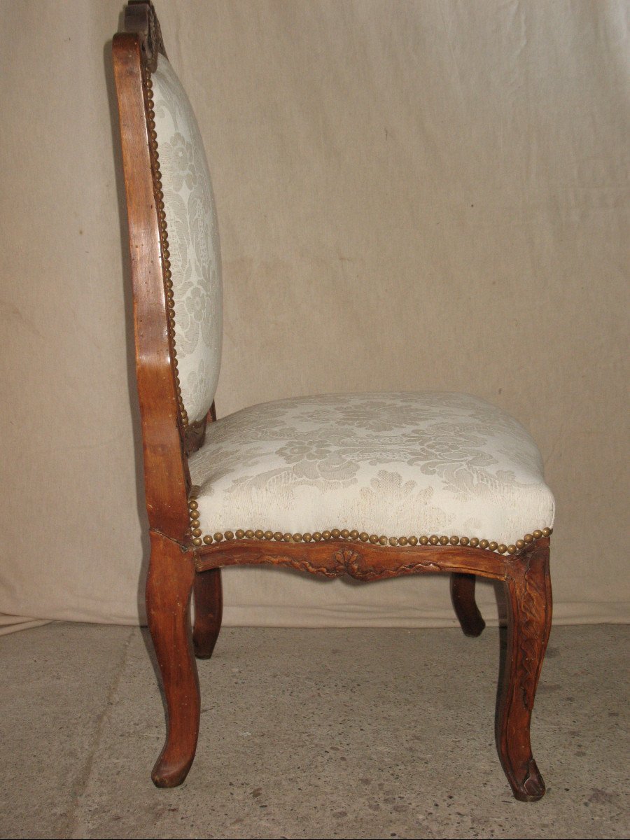 Paire de chauffeuses d'époque Louis XV  18ème en bois fruitier-photo-4