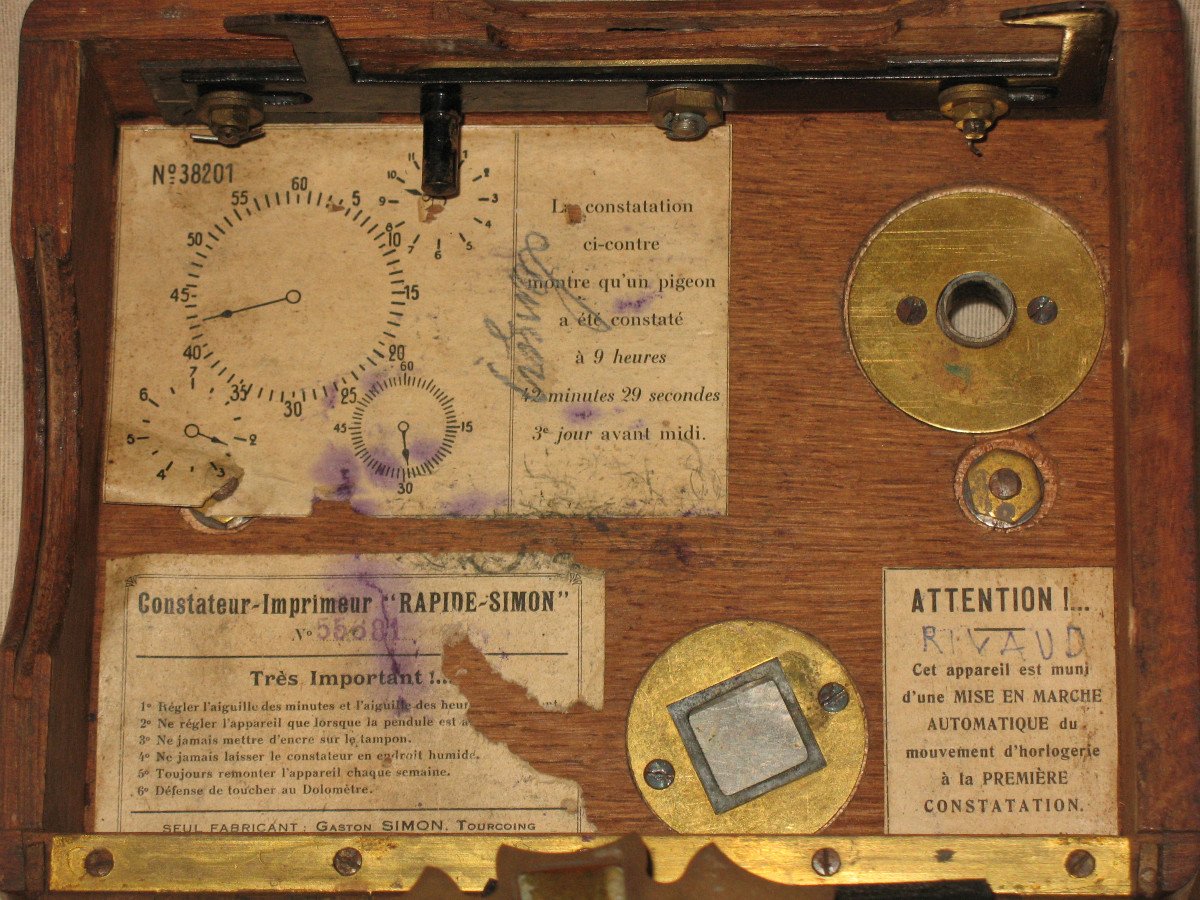 Constateur chronomètre imprimeur pour colombophile dans sa boite d'origine début 20ème-photo-5