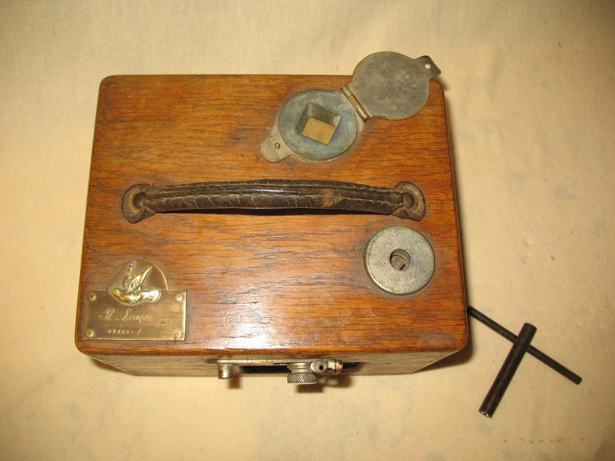 Constateur chronomètre imprimeur pour colombophile dans sa boite d'origine début 20ème-photo-8
