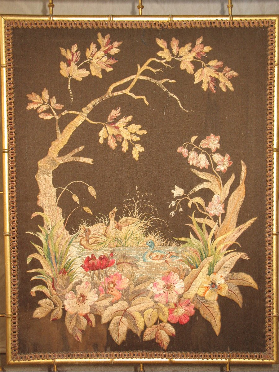 Fire Screen Fireplace Screen In Gilded Wood Bamboo Style 19th-photo-4
