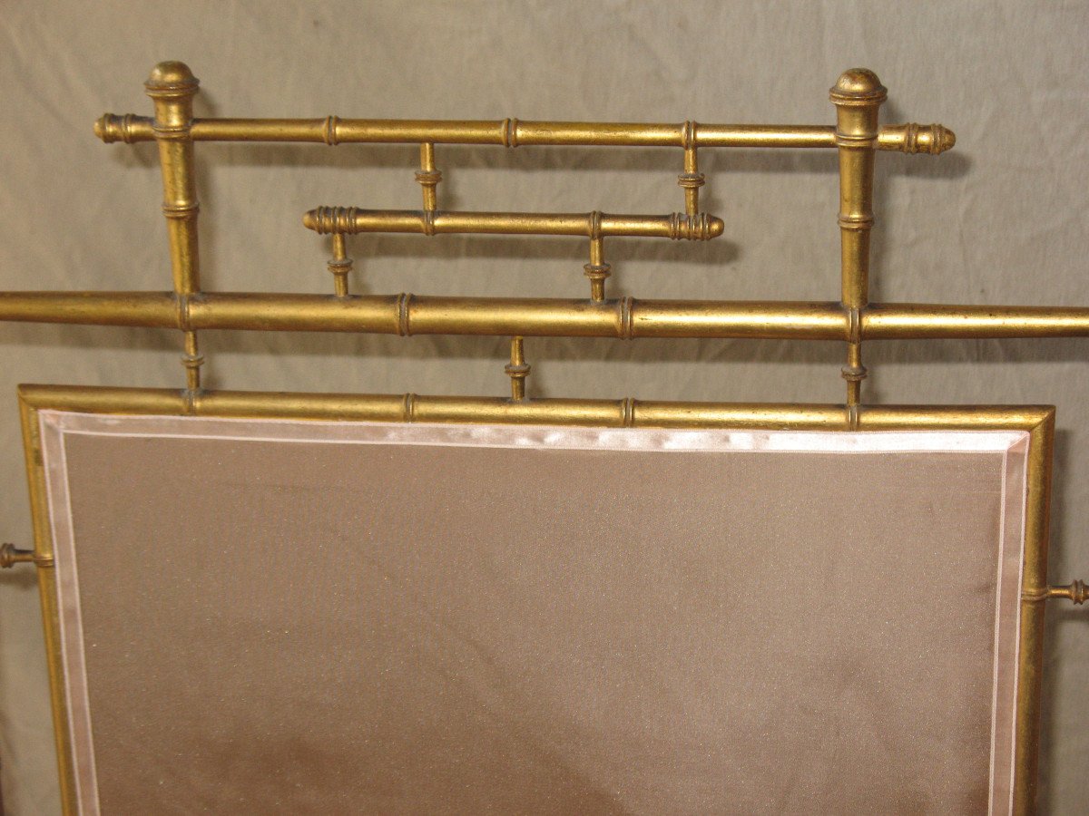 Fire Screen Fireplace Screen In Gilded Wood Bamboo Style 19th-photo-7