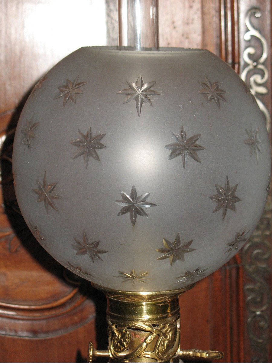 Paire de grandes lampes en porcelaine de Paris et bronze doré époque 19ème-photo-4