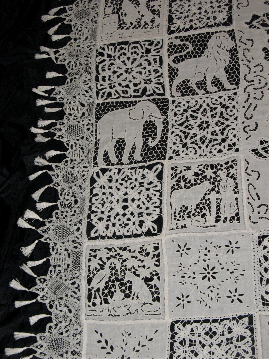 Tablecloth Or Bedspread In Luxeuil Lace And Richelieu Embroidery, 19th Century-photo-4
