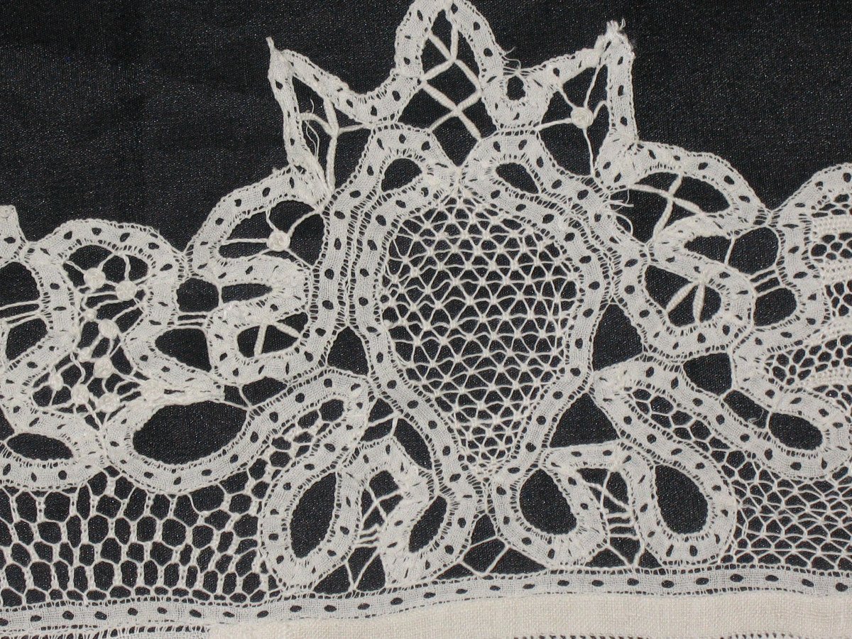 Tablecloth Or Bedspread In Luxeuil Lace And Richelieu Embroidery, 19th Century-photo-3