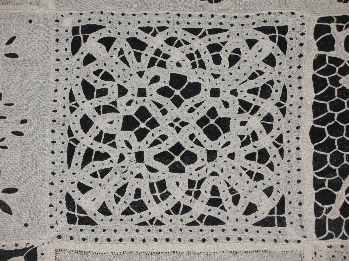 Tablecloth Or Bedspread In Luxeuil Lace And Richelieu Embroidery, 19th Century-photo-6