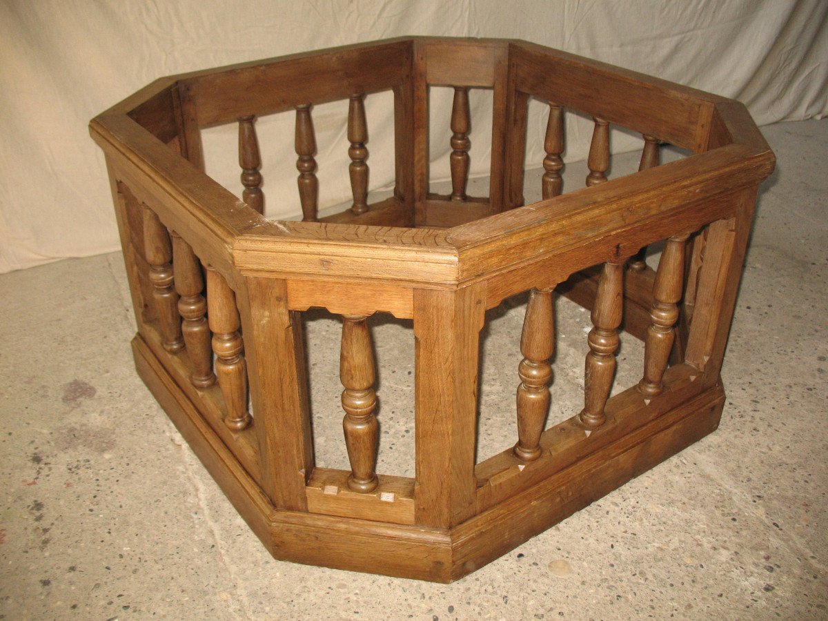 Octagonal Balustrade In Louis XIII Style Oak, 19th Century-photo-2