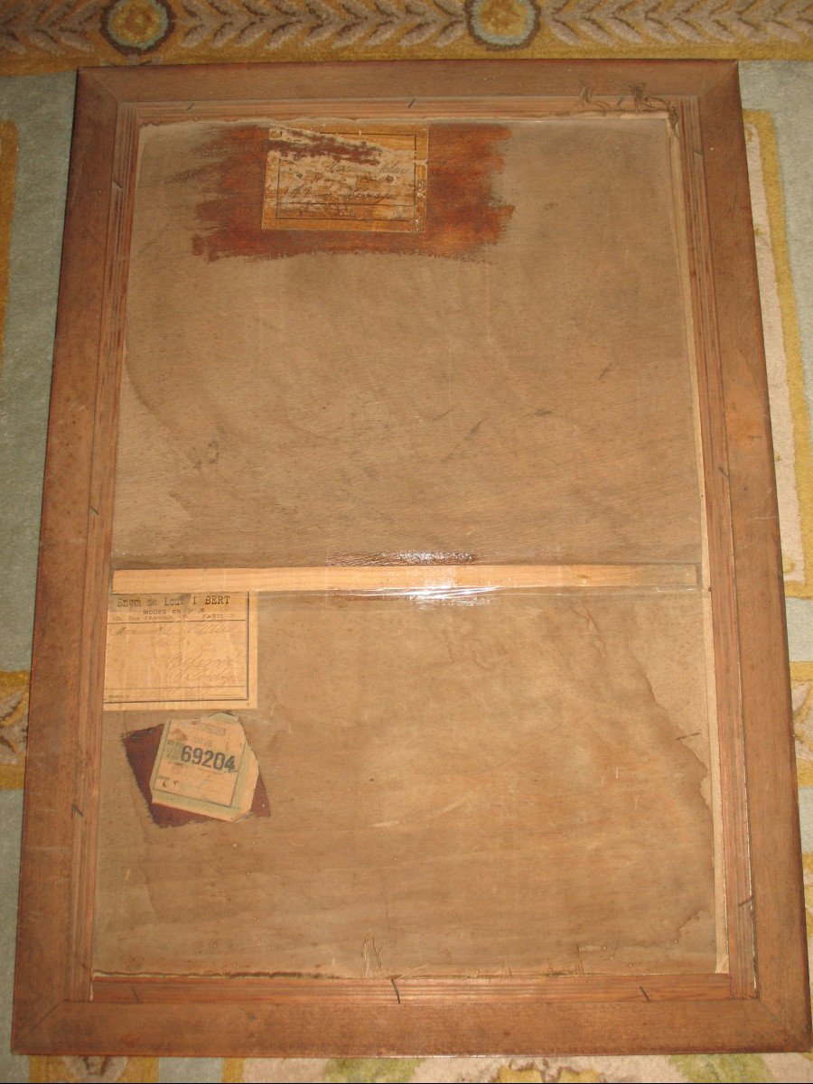 Framed Painted Silk Panel With Japanese Lake Decor, Early 20th Century-photo-6