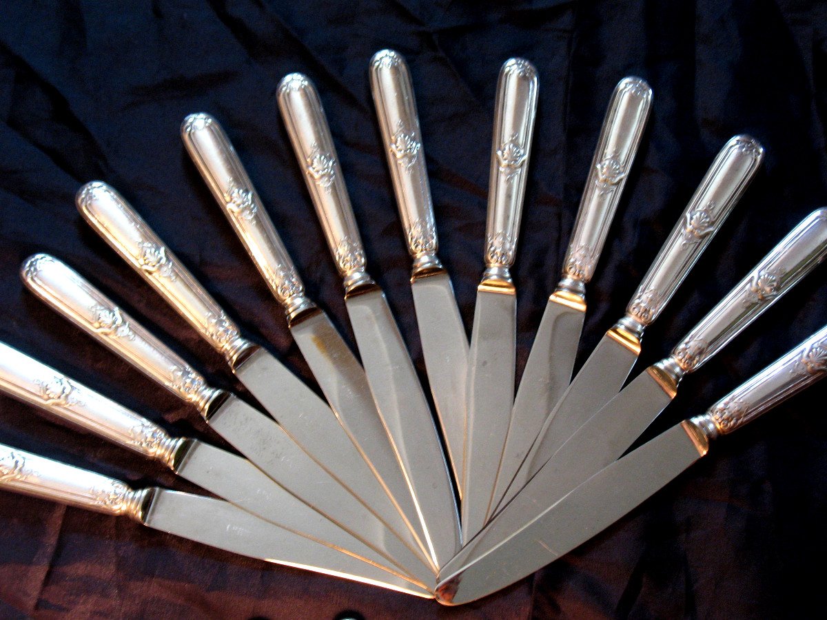 24 couteaux en métal argenté décor à la coquille  de chez Pradel Goléo à Montpellier-photo-2