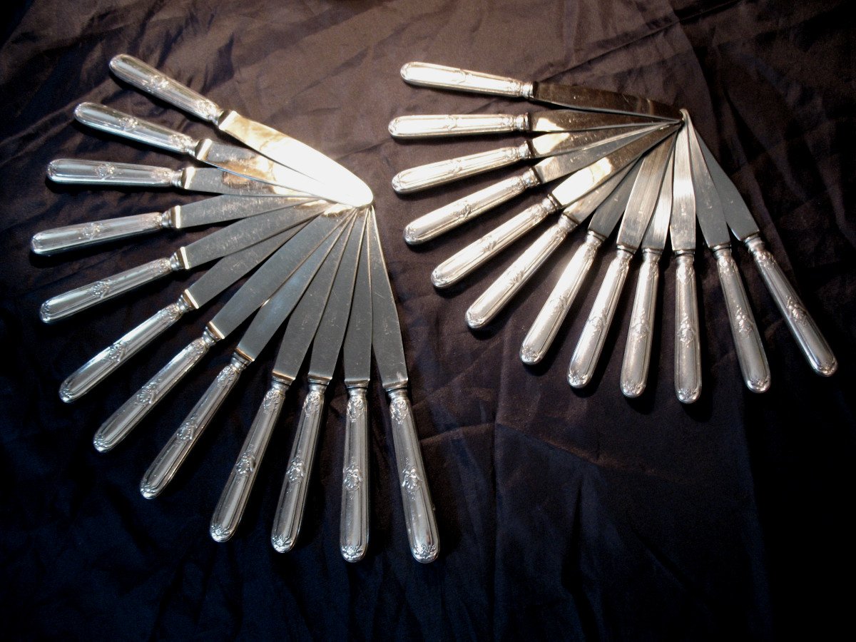 24 couteaux en métal argenté décor à la coquille  de chez Pradel Goléo à Montpellier-photo-4