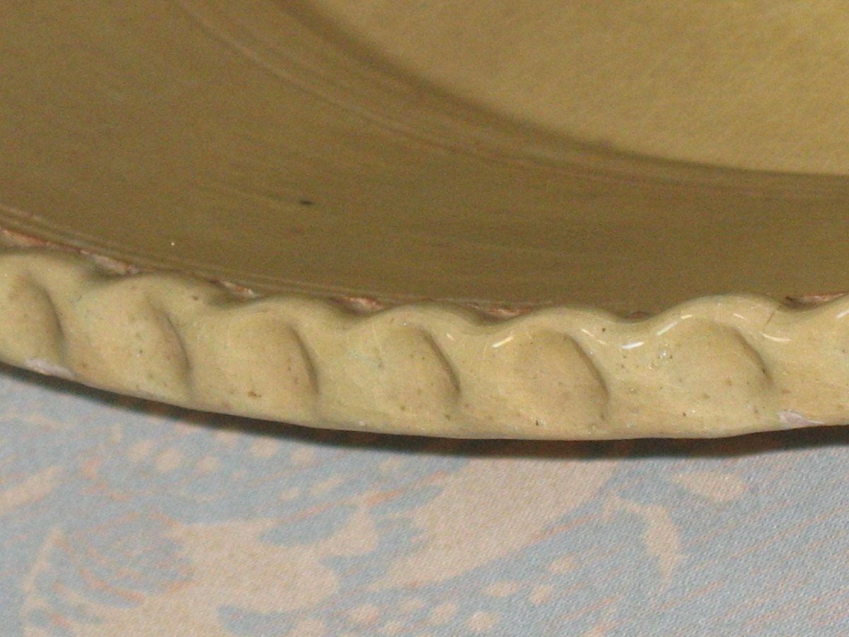 Très grand plat en grès vernissé décor au panier fleuri-photo-5