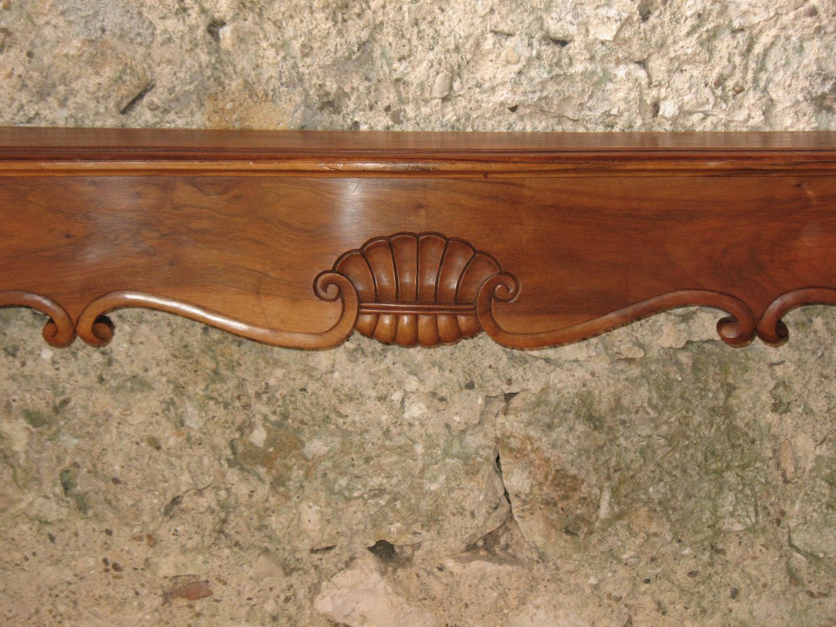 Crossbow-shaped Fireplace And Curved Legs In Walnut, Art Deco Period-photo-3