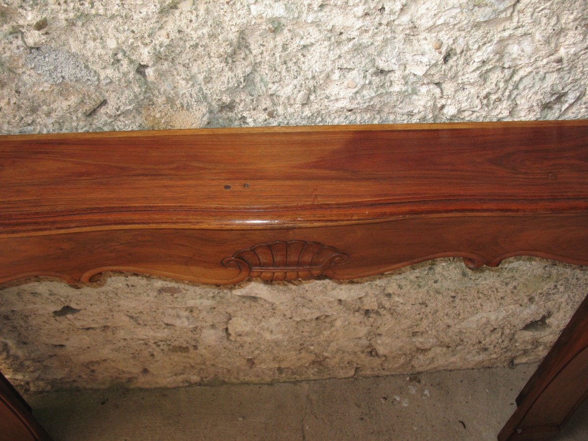 Crossbow-shaped Fireplace And Curved Legs In Walnut, Art Deco Period-photo-5