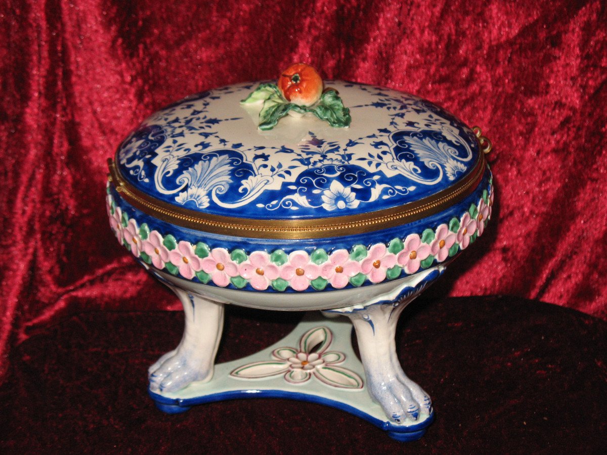 Fine Earthenware Box Attributed To Jules Vieillard In Bordeaux, 19th Century-photo-2