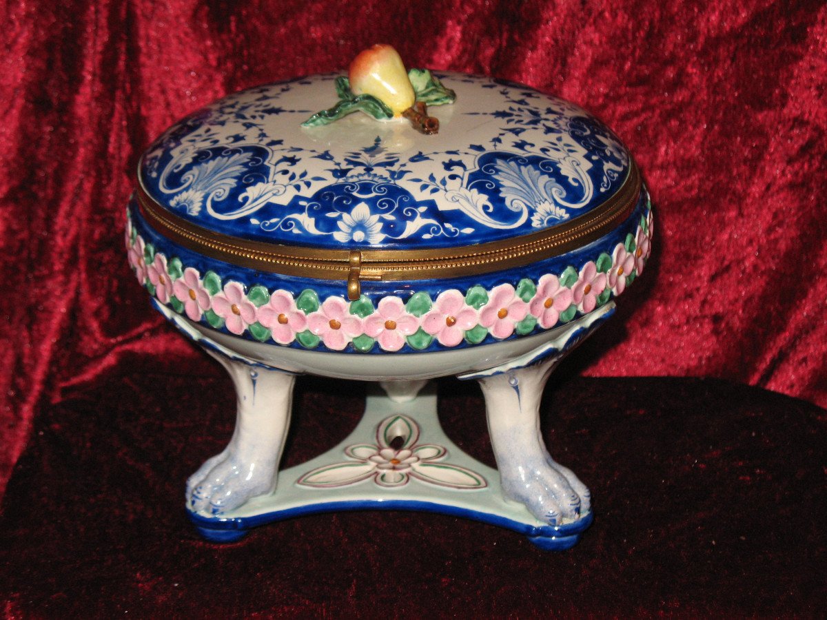 Fine Earthenware Box Attributed To Jules Vieillard In Bordeaux, 19th Century-photo-4