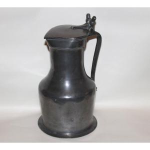 Pewter Wine Pitcher With Tassel Thumb Caen Circa 1800