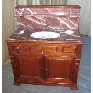 Washbasin Vanity Unit Complete With Basin And Accessories In Earthenware From Choisy Le Roi 19th