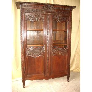 Wedding Cabinet Glazed And Carved In Oak 19th Time Origin Normandy