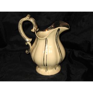 Gadrooned Earthenware Jug From Langeais, 19th Century