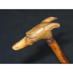 Cane With Knob In The Shape Of A Greyhound Dog's Head, Late 19th Century