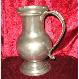 Pewter Water Jug In The Shape Of A Caterpillar Baluster Early 18th Century