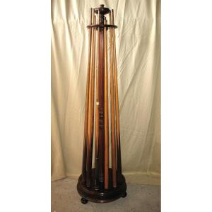 19th Century Rosewood Billiard Cue Holder Complete With 12 Cues