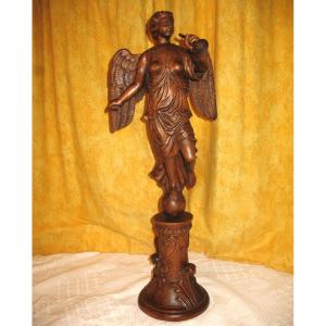 Winged Victory Large Wooden Sculpture 20th Century