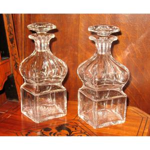Pair Of Charles X Cut Crystal Decanters, 19th Century Probably Baccarat