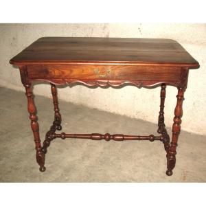Lady's Desk Writing Table In Walnut With 1 Drawer In Belt Louis XIV Period Early 18th Century