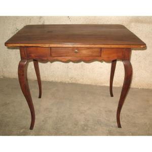 Small 18th Louis XV Period Writing Table In Blond Walnut With One Drawer